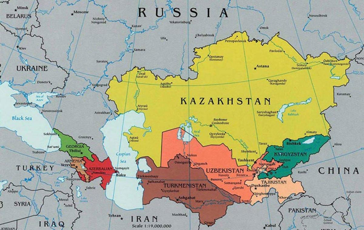 kart Kasakhstan omkringliggende land