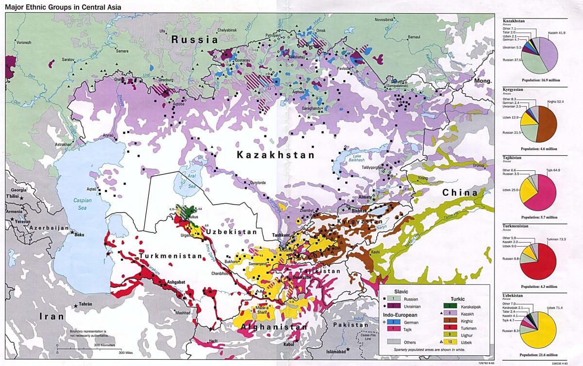 kart over Kasakhstan befolkning