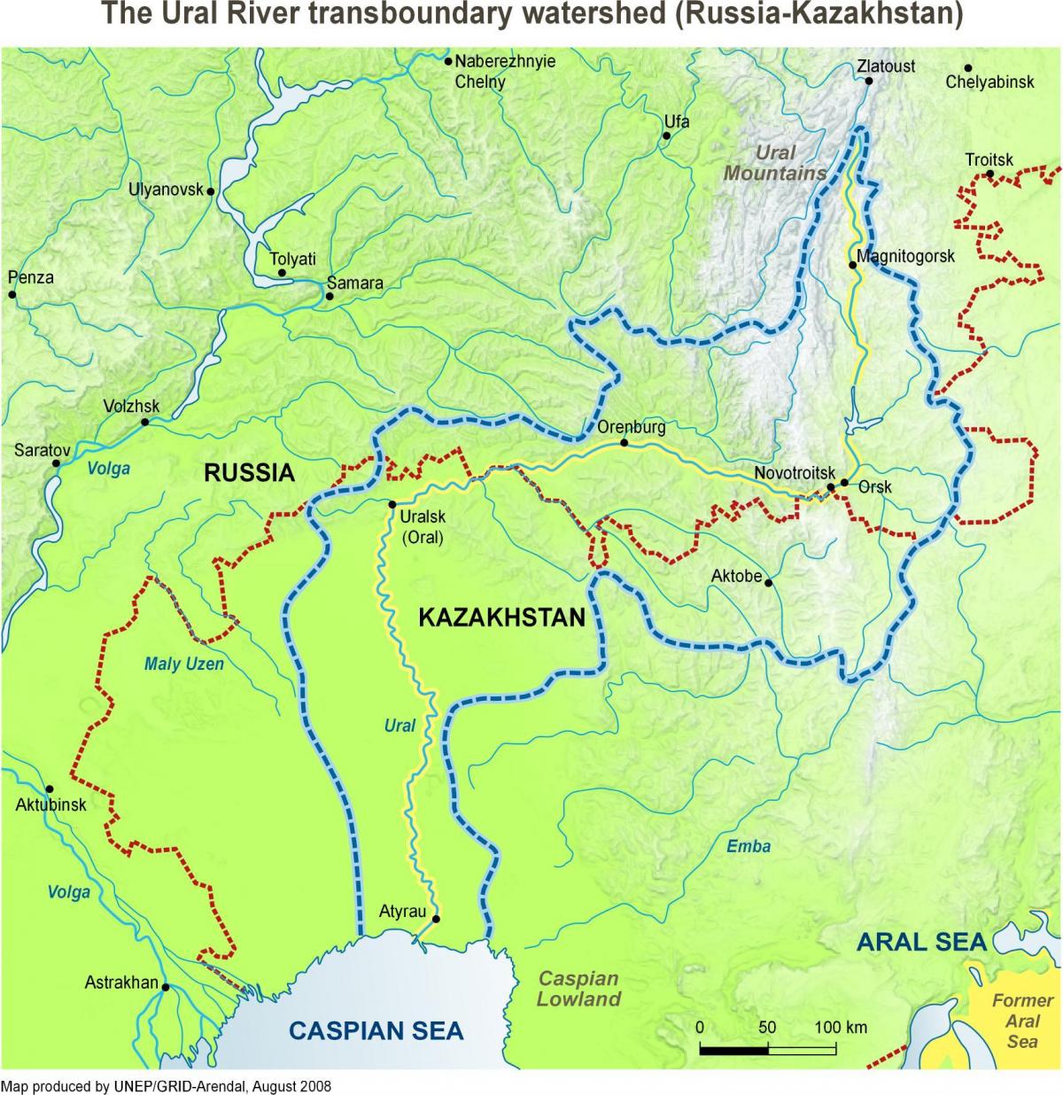 kart over Kasakhstan river