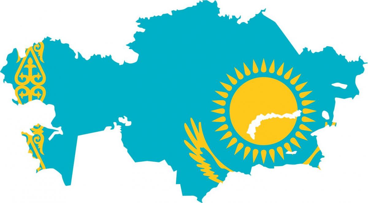 kart over Kasakhstan flagg