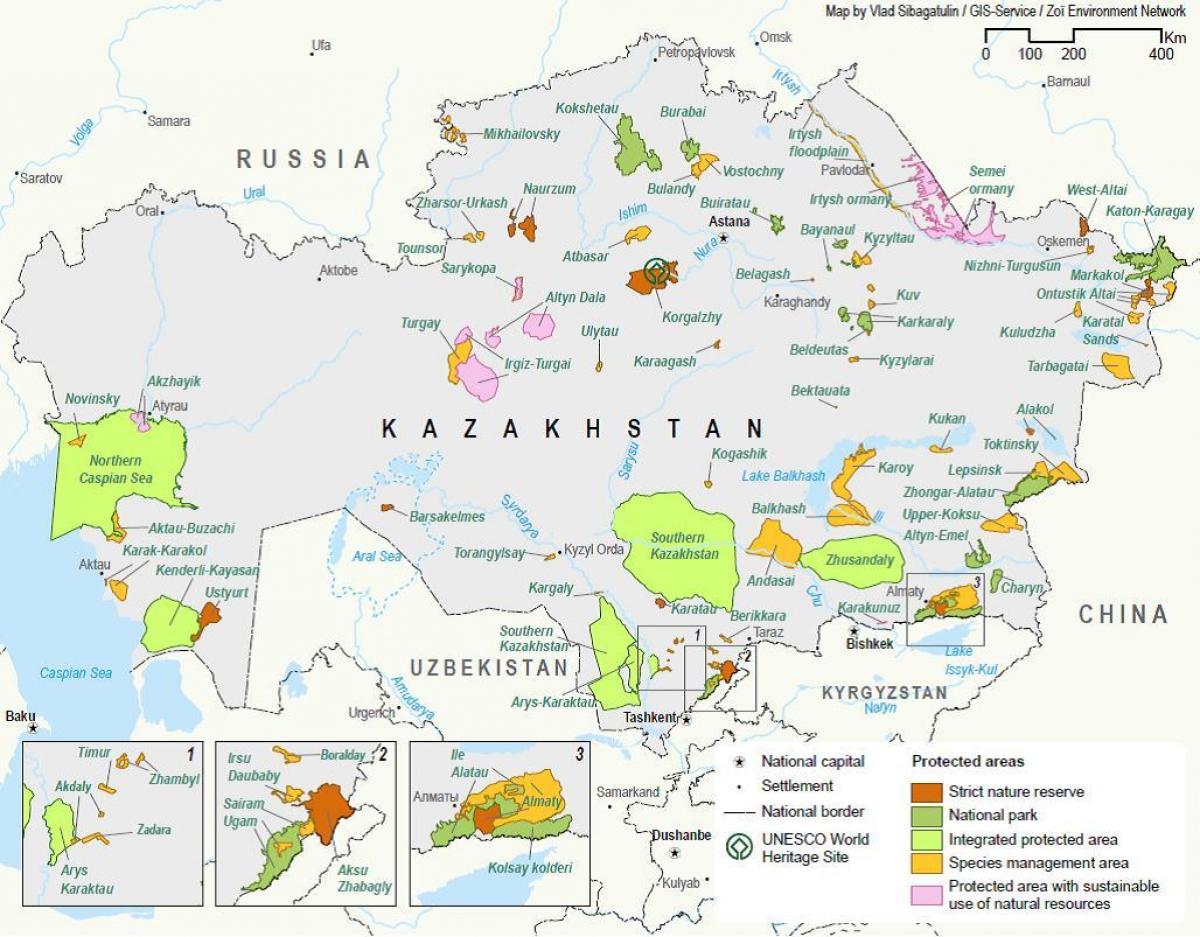 kart over Kasakhstan naturressurser
