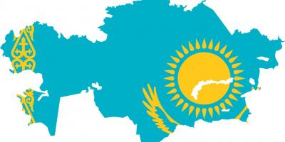 Kart over Kasakhstan flagg