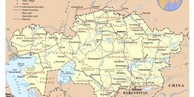 Kart over Kasakhstan flyplasser