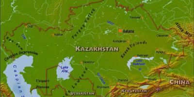 Kart over Kasakhstan fysisk