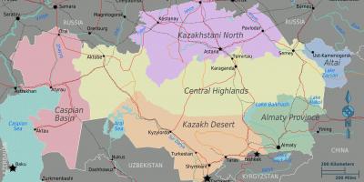 Kart over Kasakhstan regioner