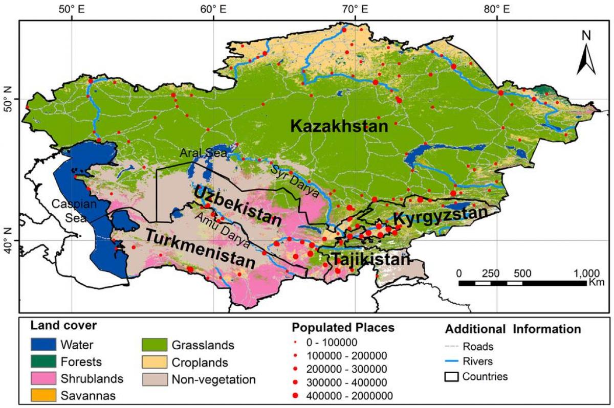 kart over Kasakhstan klima